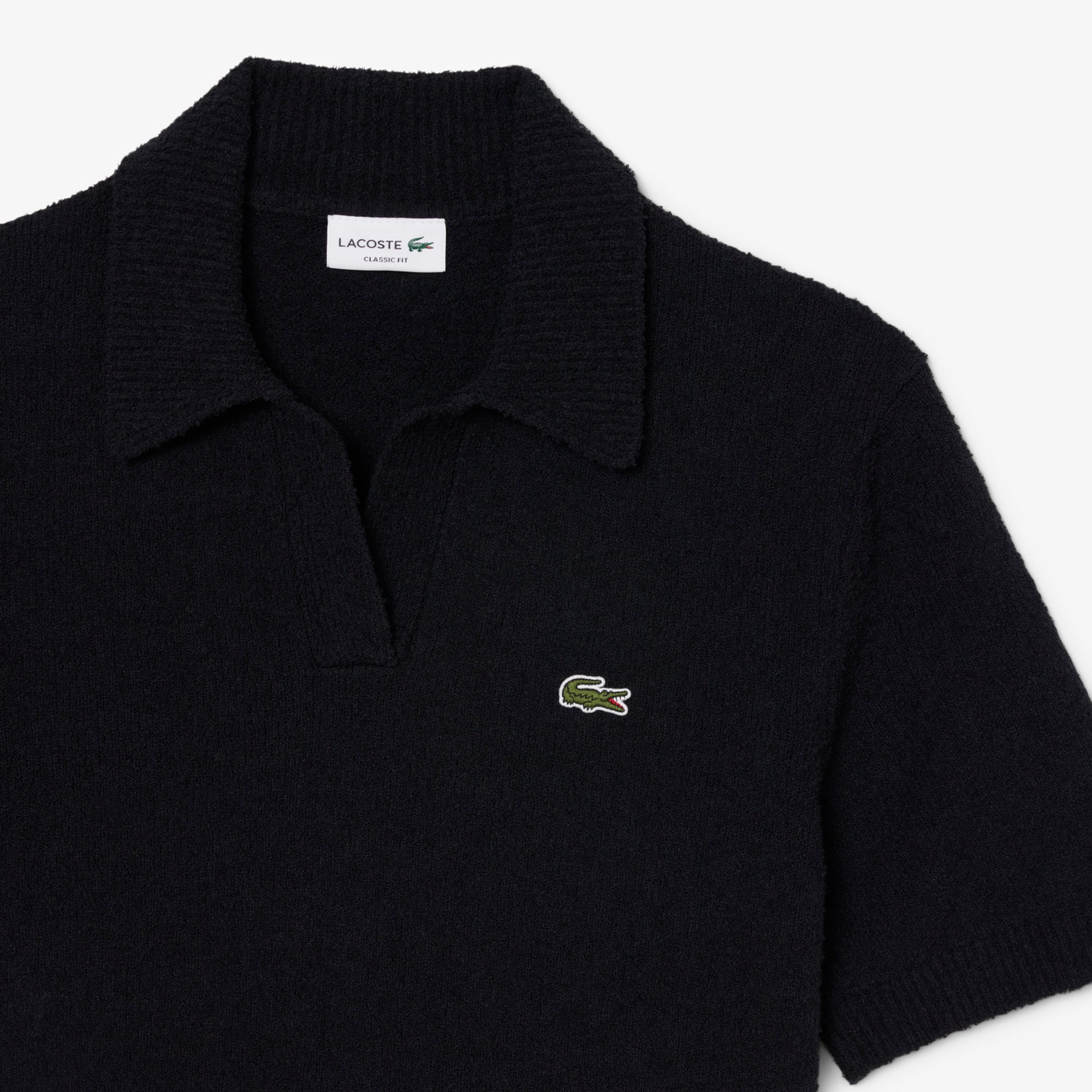 Áo Polo Len Lacoste Nam Dáng Cổ Điển Chất Liệu Bouclé Dệt