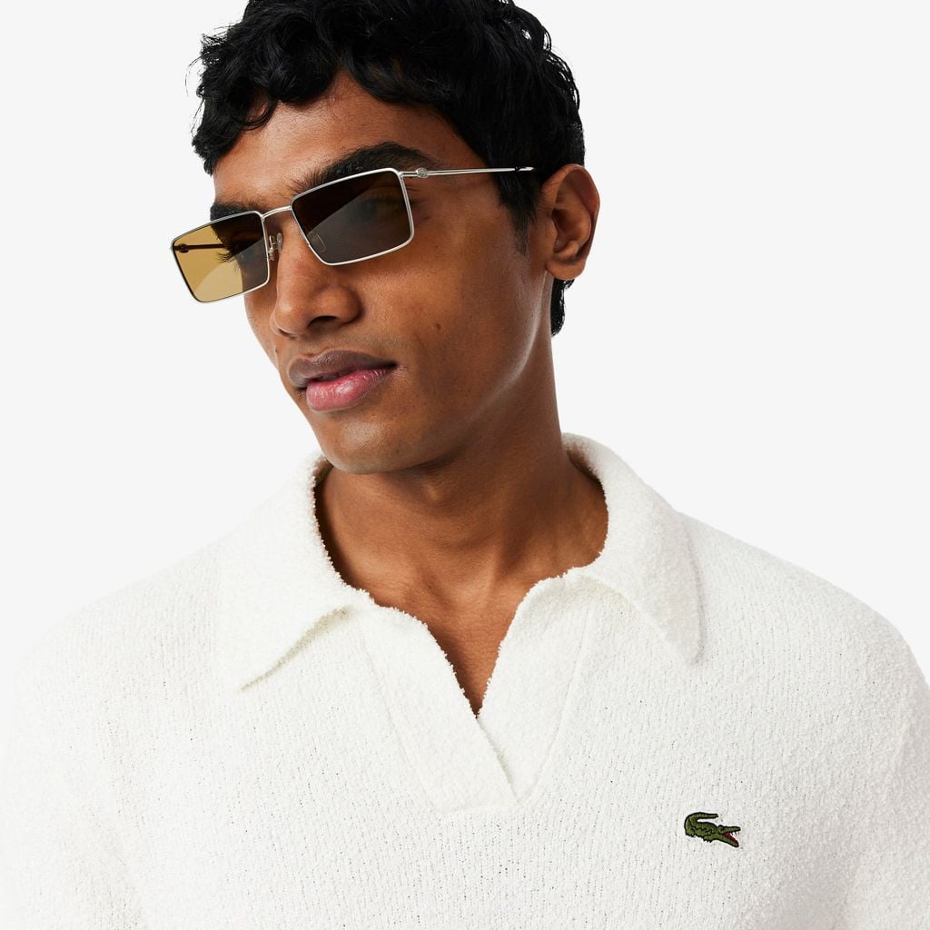 Áo Polo Len Lacoste Nam Dáng Cổ Điển Chất Liệu Bouclé Dệt