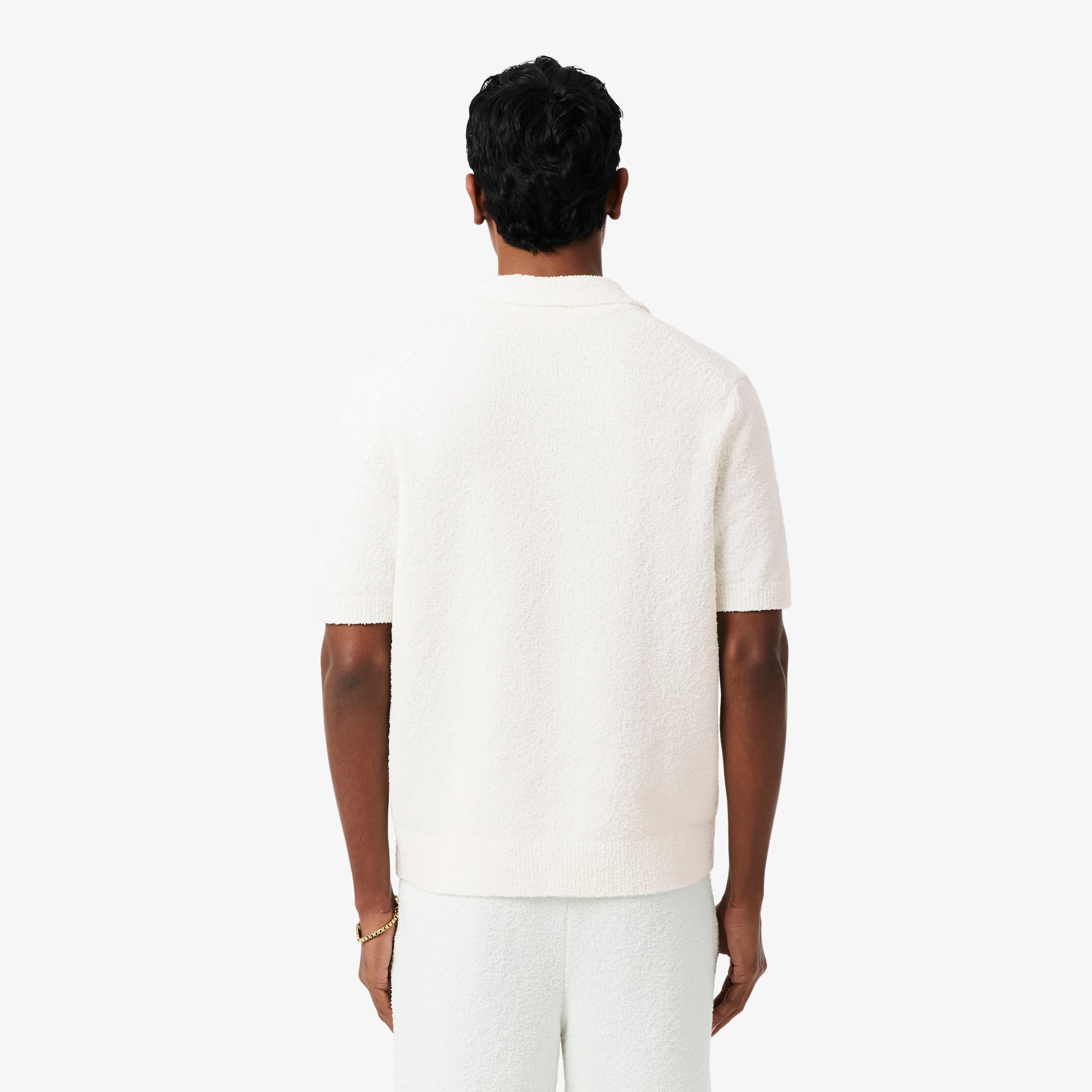 Áo Polo Len Lacoste Nam Dáng Cổ Điển Chất Liệu Bouclé Dệt
