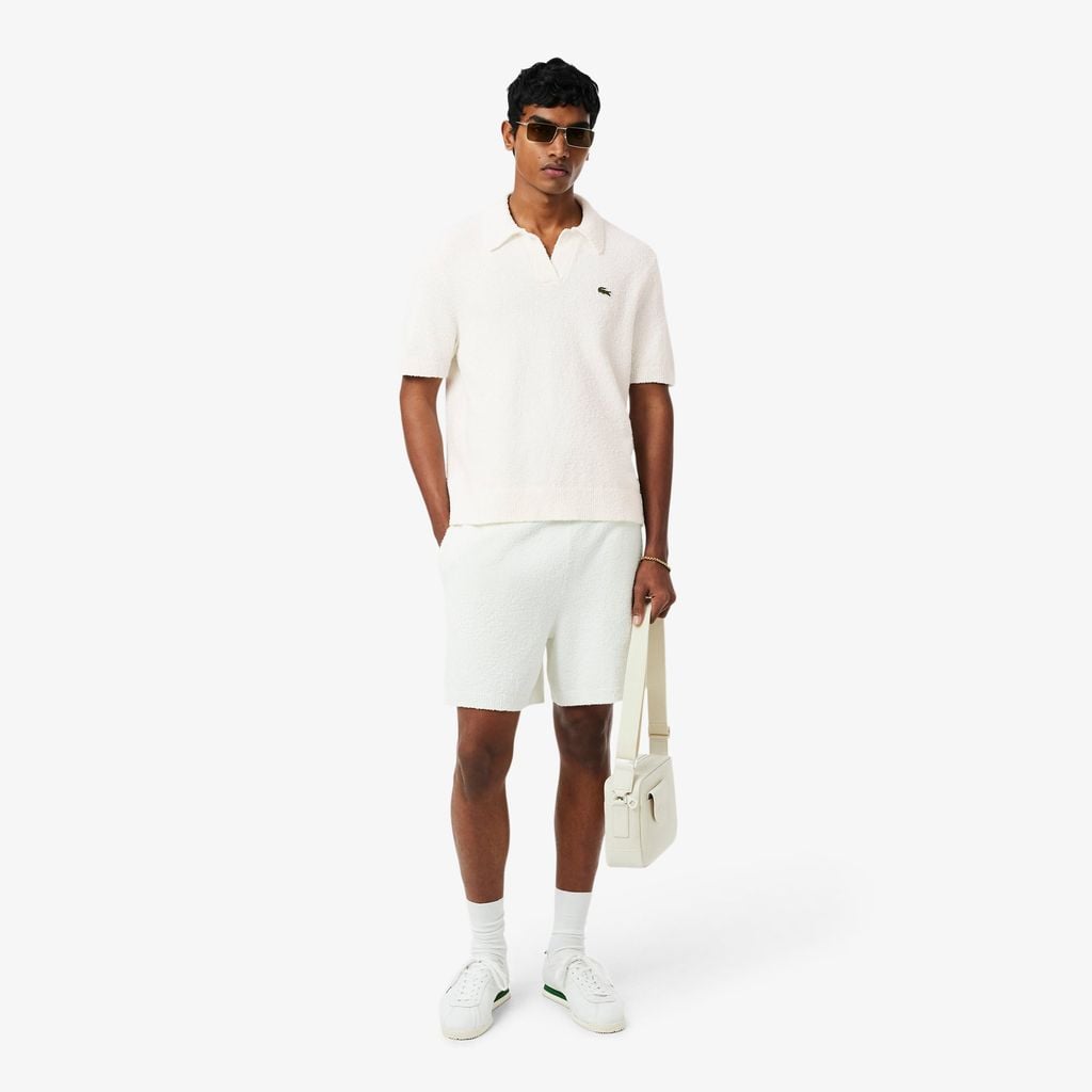 Áo Polo Len Lacoste Nam Dáng Cổ Điển Chất Liệu Bouclé Dệt