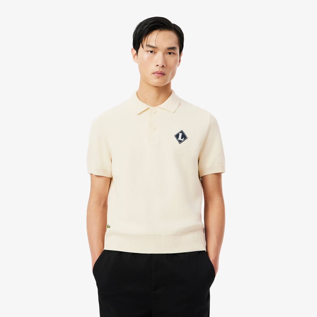 Áo Len Lacoste Nam Dáng Cổ Điển Sản Xuất Tại Pháp Cổ Polo Điểm Nhấn Huy Hiệu