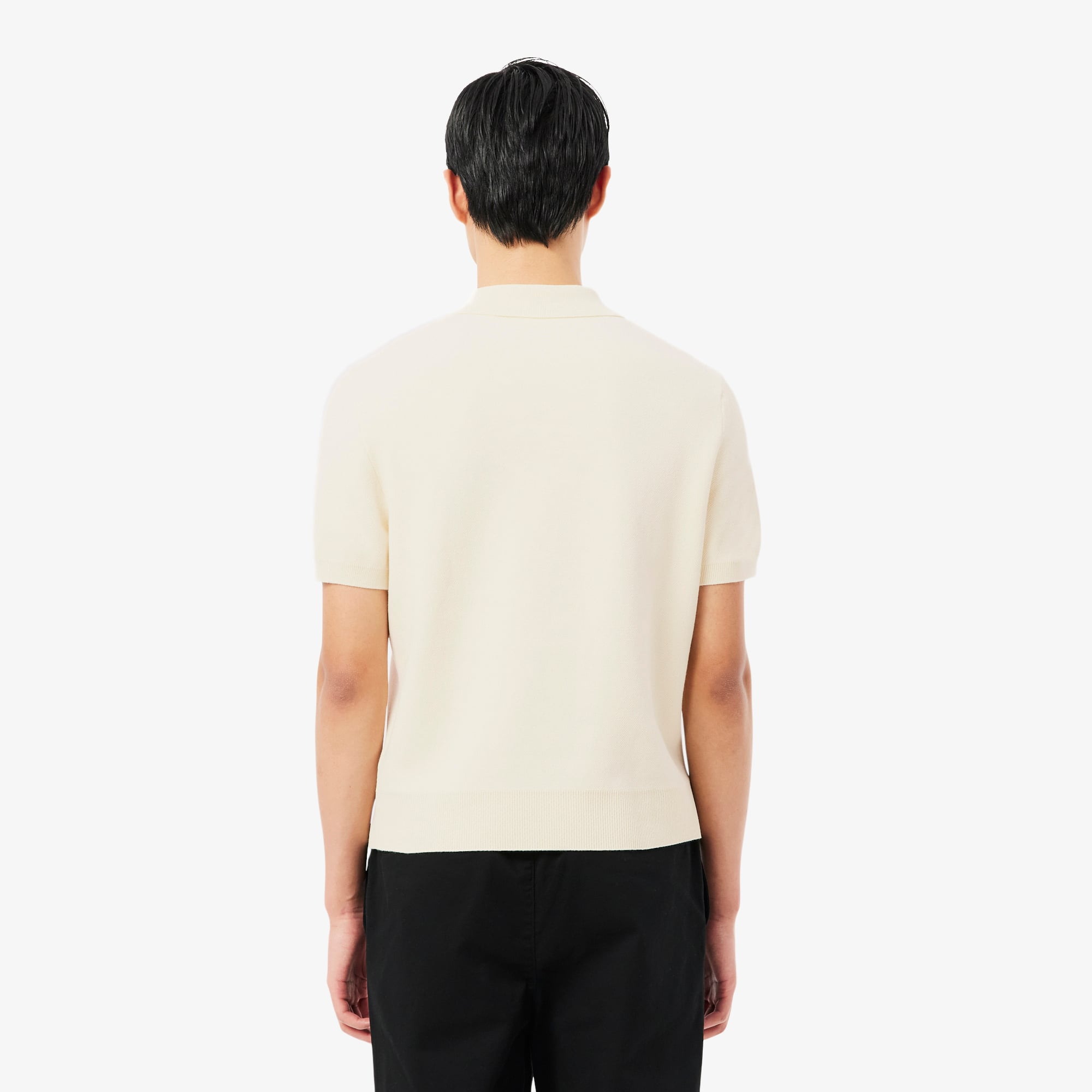 Áo Len Lacoste Nam Dáng Cổ Điển Sản Xuất Tại Pháp Cổ Polo Điểm Nhấn Huy Hiệu