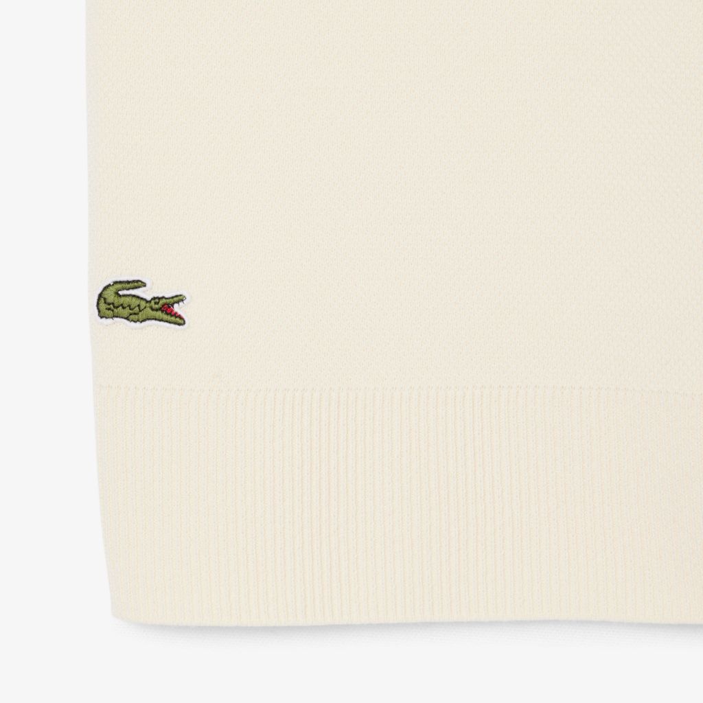 Áo Len Lacoste Nam Dáng Cổ Điển Sản Xuất Tại Pháp Cổ Polo Điểm Nhấn Huy Hiệu