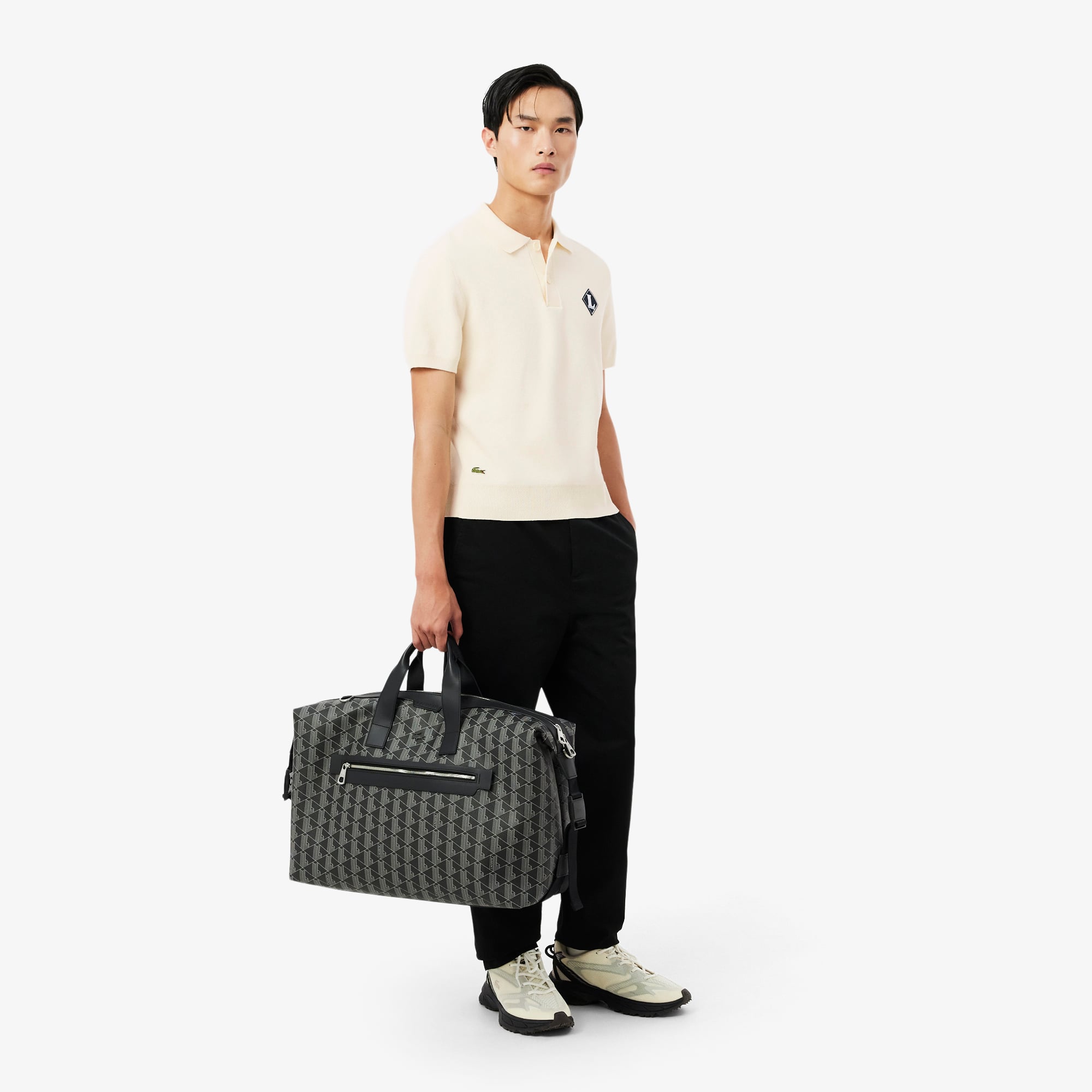 Áo Len Lacoste Nam Dáng Cổ Điển Sản Xuất Tại Pháp Cổ Polo Điểm Nhấn Huy Hiệu