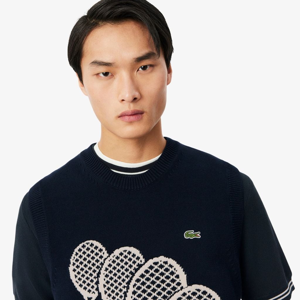 Áo Vest Len Lacoste Nam Dáng Suông Chất Liệu Cotton Dệt Nổi