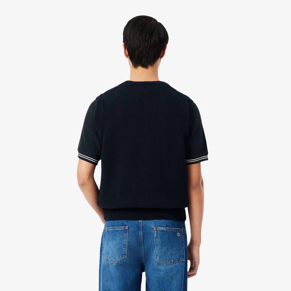 Áo Vest Len Lacoste Nam Dáng Suông Chất Liệu Cotton Dệt Nổi