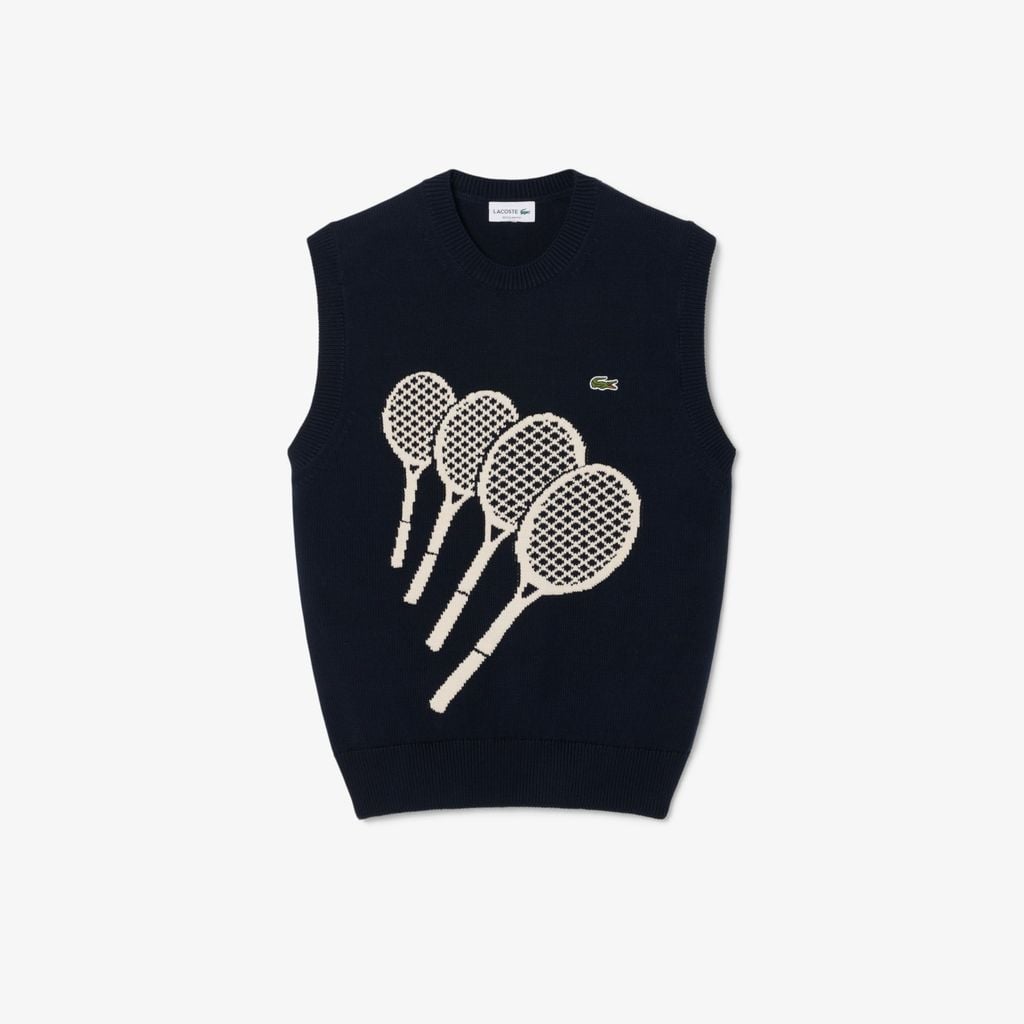 Áo Vest Len Lacoste Nam Dáng Suông Chất Liệu Cotton Dệt Nổi
