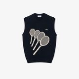 Áo Vest Len Lacoste Nam Dáng Suông Chất Liệu Cotton Dệt Nổi