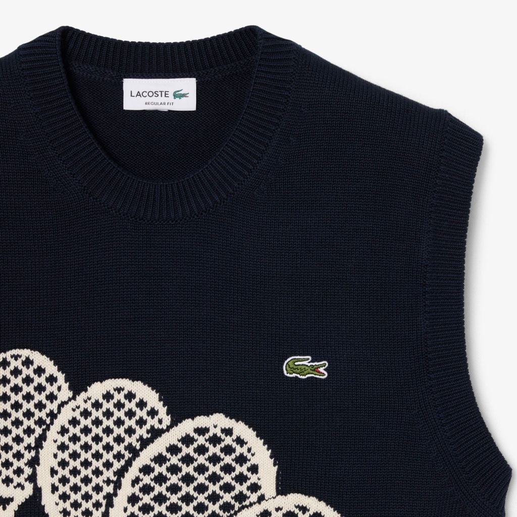 Áo Vest Len Lacoste Nam Dáng Suông Chất Liệu Cotton Dệt Nổi