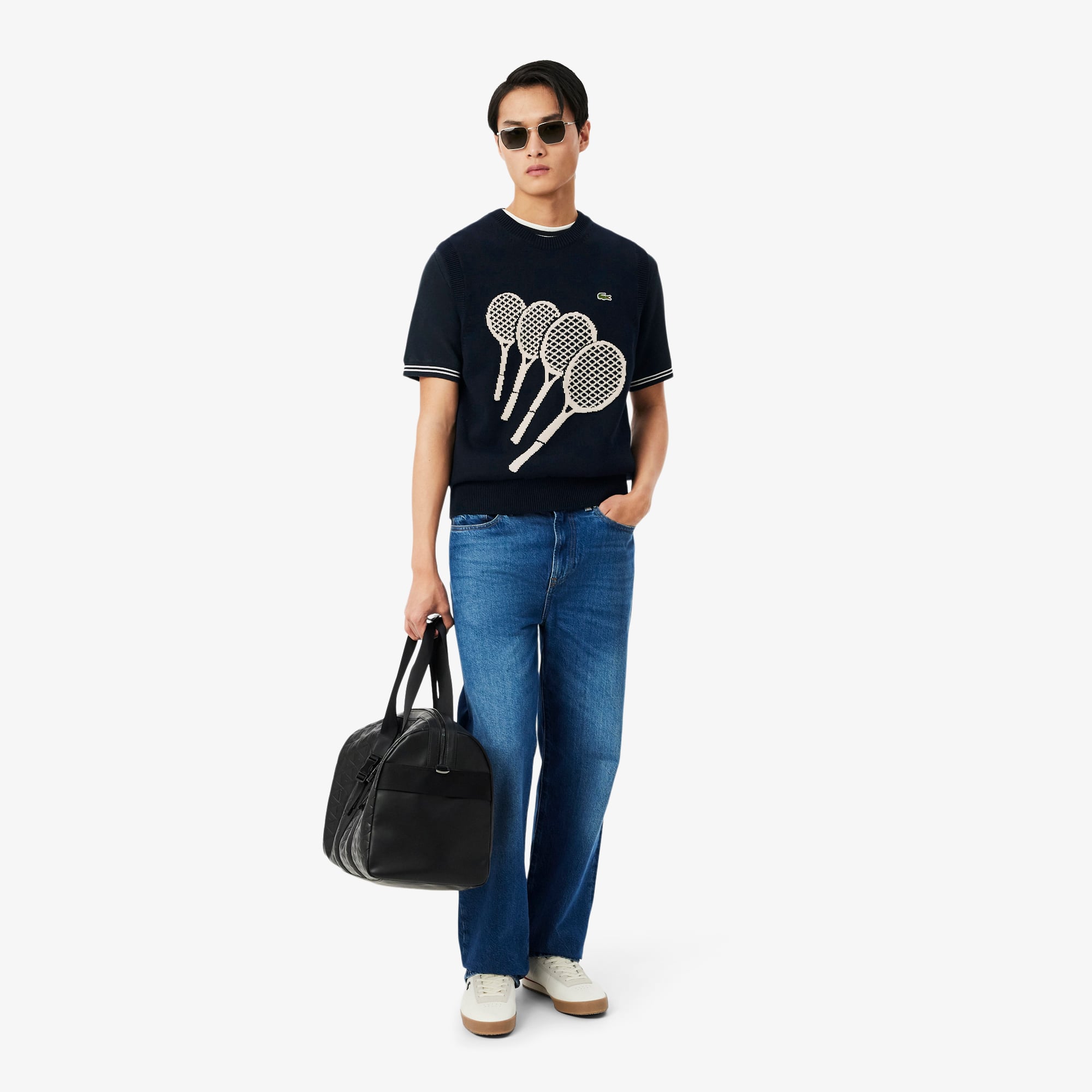 Áo Vest Len Lacoste Nam Dáng Suông Chất Liệu Cotton Dệt Nổi