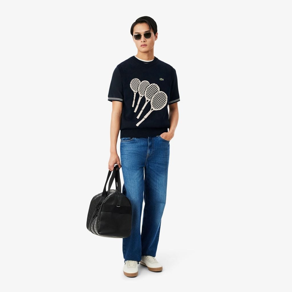 Áo Vest Len Lacoste Nam Dáng Suông Chất Liệu Cotton Dệt Nổi