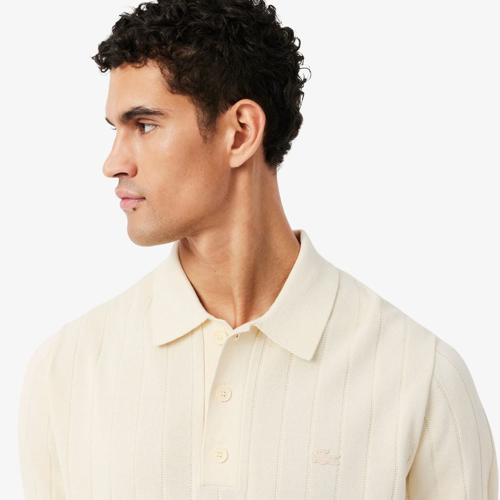 Áo Len Lacoste Nam Dáng Cổ Điển Dệt Gân Mềm Mại Cổ Polo