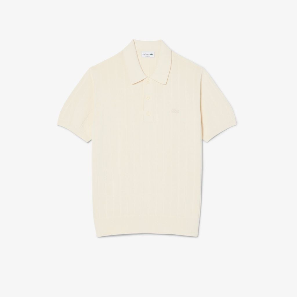 Áo Len Lacoste Nam Dáng Cổ Điển Dệt Gân Mềm Mại Cổ Polo