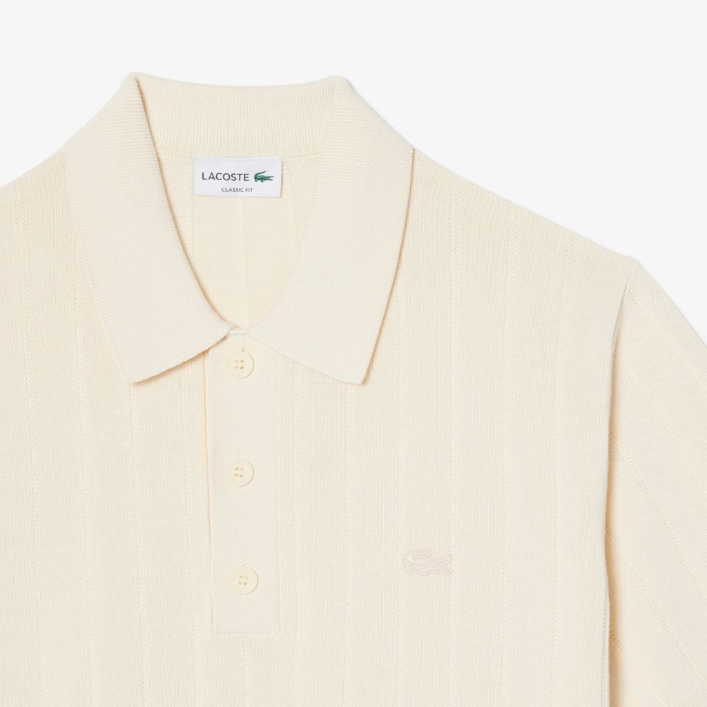 Áo Len Lacoste Nam Dáng Cổ Điển Dệt Gân Mềm Mại Cổ Polo