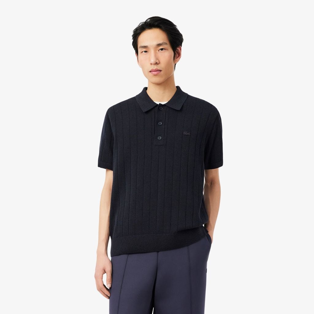 Áo Len Lacoste Nam Dáng Cổ Điển Dệt Gân Mềm Mại Cổ Polo