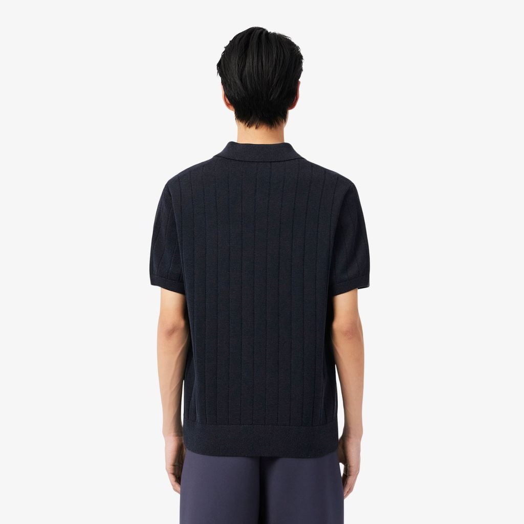 Áo Len Lacoste Nam Dáng Cổ Điển Dệt Gân Mềm Mại Cổ Polo