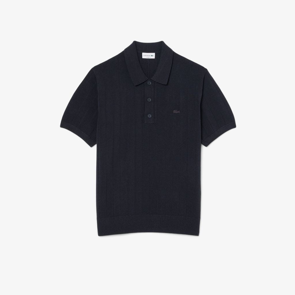 Áo Len Lacoste Nam Dáng Cổ Điển Dệt Gân Mềm Mại Cổ Polo
