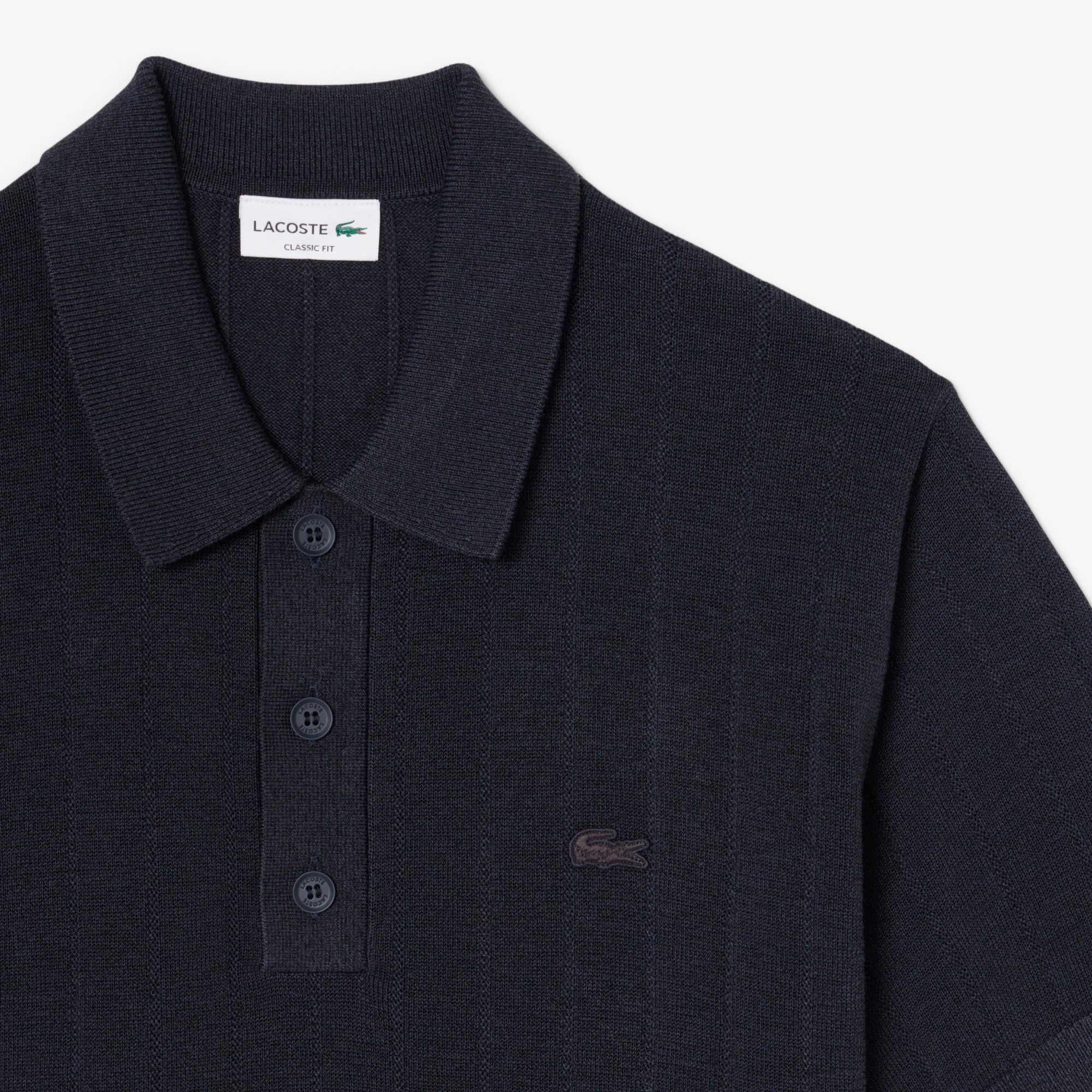 Áo Len Lacoste Nam Dáng Cổ Điển Dệt Gân Mềm Mại Cổ Polo