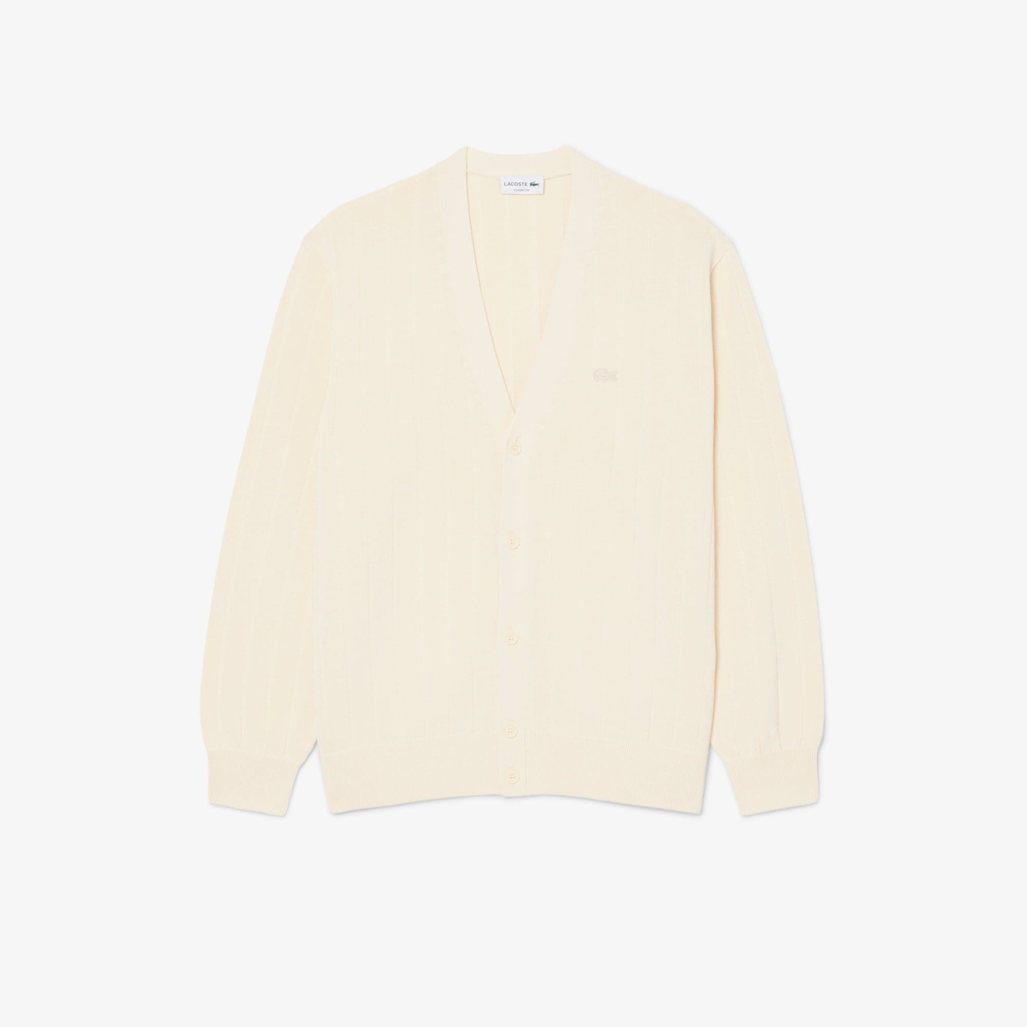 Áo Cardigan Lacoste Nam Dáng Cổ Điển Chất Liệu Pha Cotton Dệt Gân