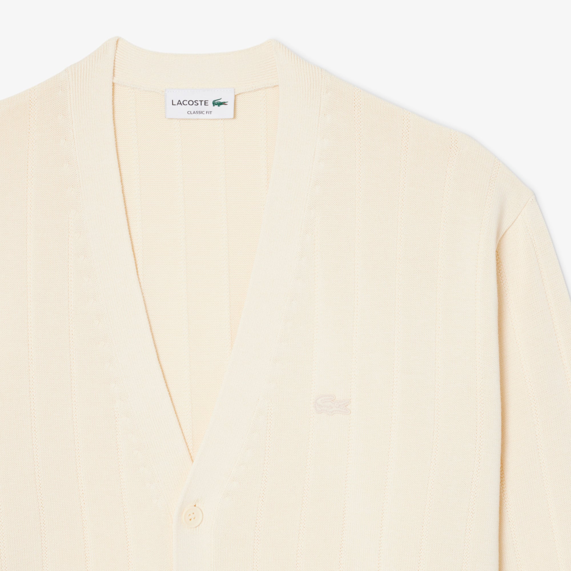Áo Cardigan Lacoste Nam Dáng Cổ Điển Chất Liệu Pha Cotton Dệt Gân