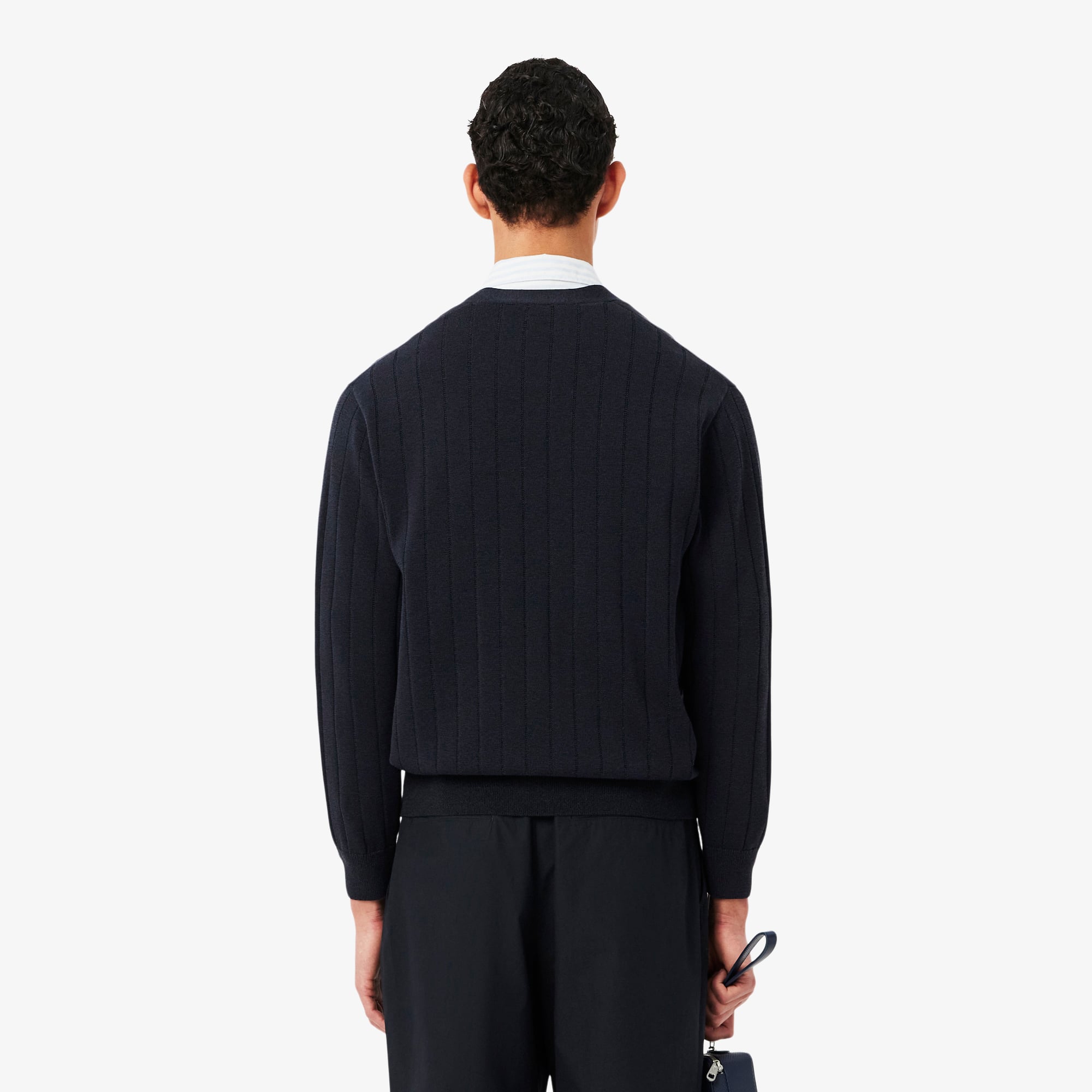 Áo Cardigan Lacoste Nam Dáng Cổ Điển Chất Liệu Pha Cotton Dệt Gân