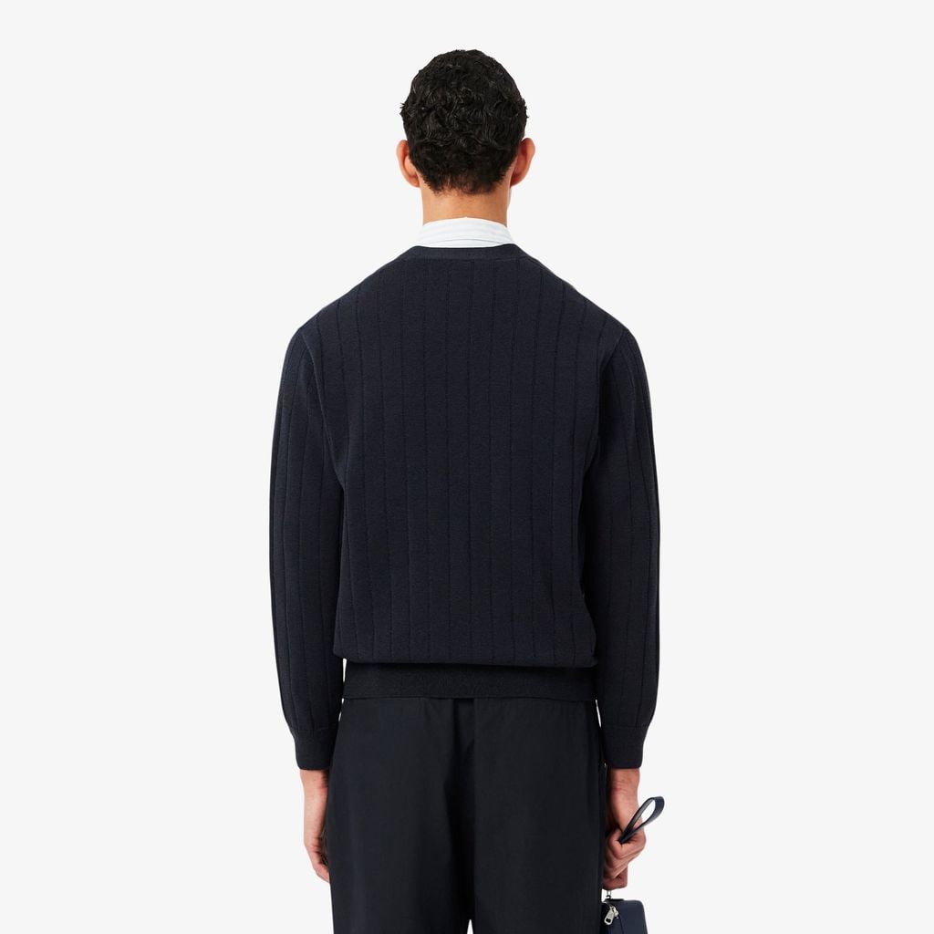 Áo Cardigan Lacoste Nam Dáng Cổ Điển Chất Liệu Pha Cotton Dệt Gân