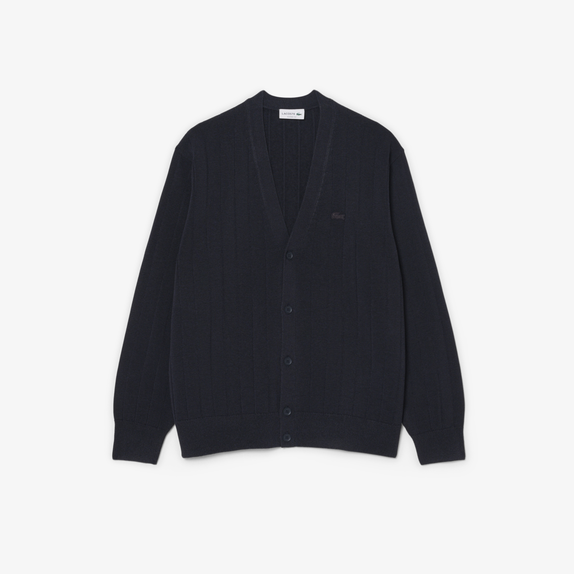 Áo Cardigan Lacoste Nam Dáng Cổ Điển Chất Liệu Pha Cotton Dệt Gân