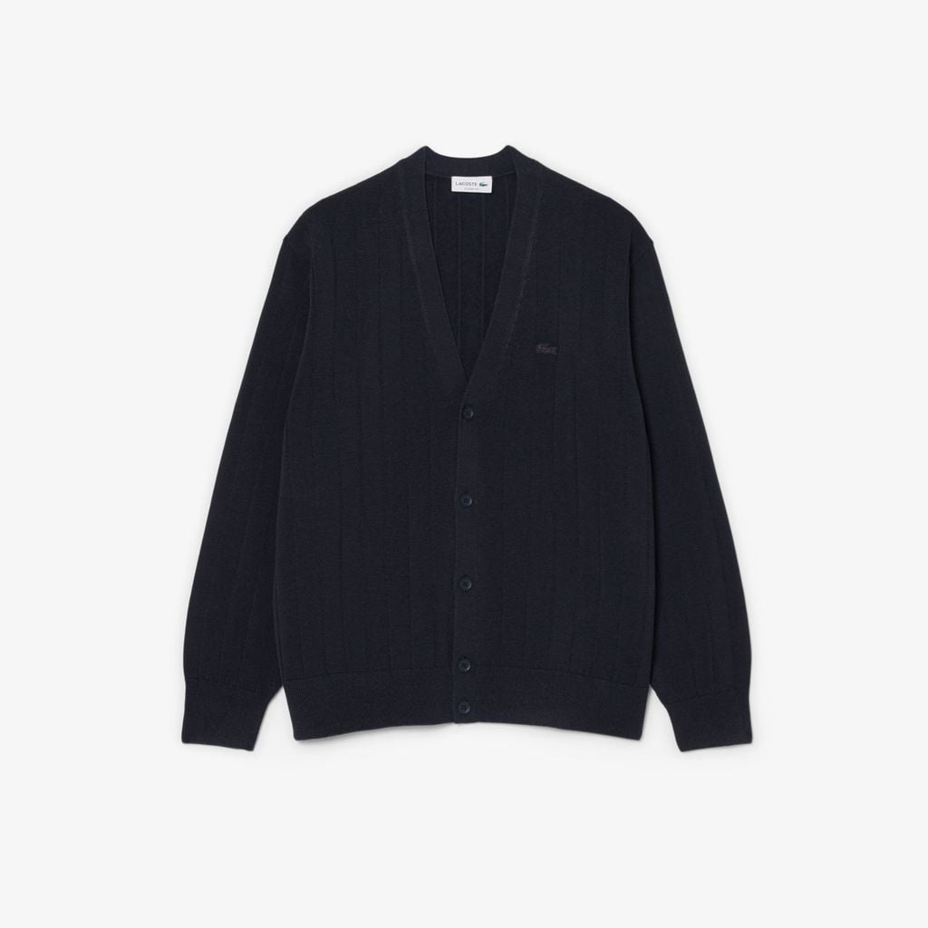 Áo Cardigan Lacoste Nam Dáng Cổ Điển Chất Liệu Pha Cotton Dệt Gân