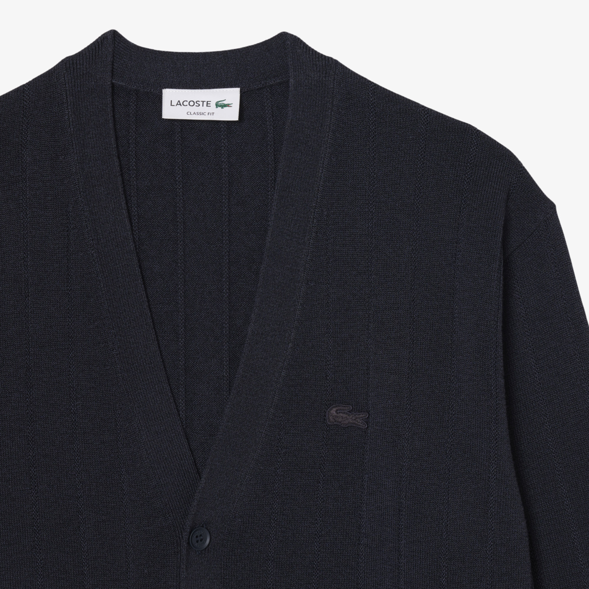 Áo Cardigan Lacoste Nam Dáng Cổ Điển Chất Liệu Pha Cotton Dệt Gân