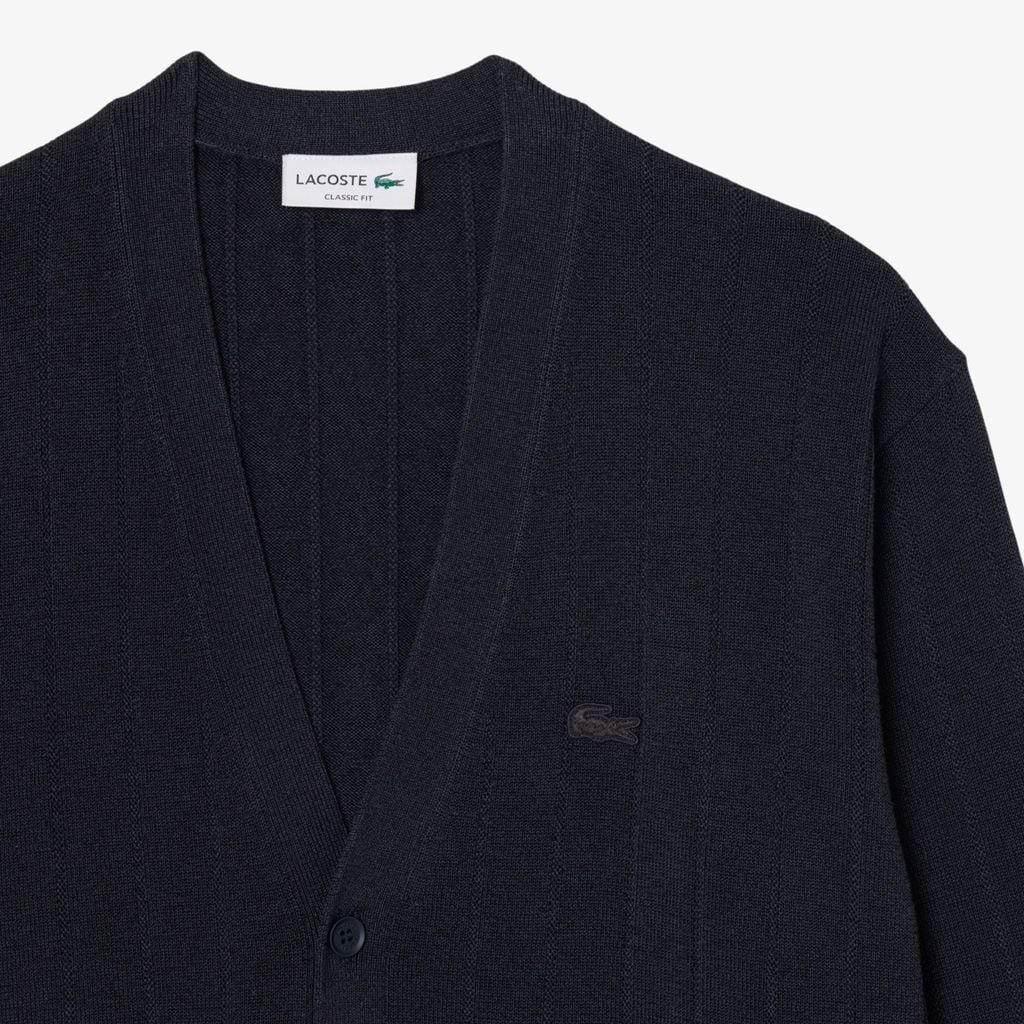 Áo Cardigan Lacoste Nam Dáng Cổ Điển Chất Liệu Pha Cotton Dệt Gân