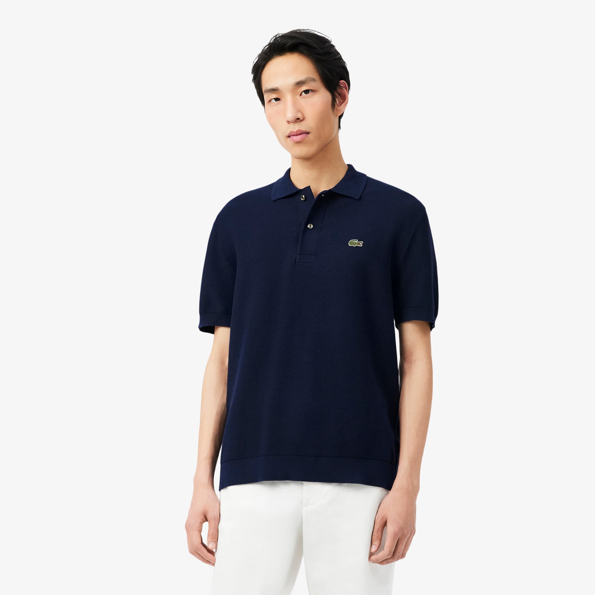 Áo Polo Len Lacoste Nam Dáng Cổ Điển Dệt Kim