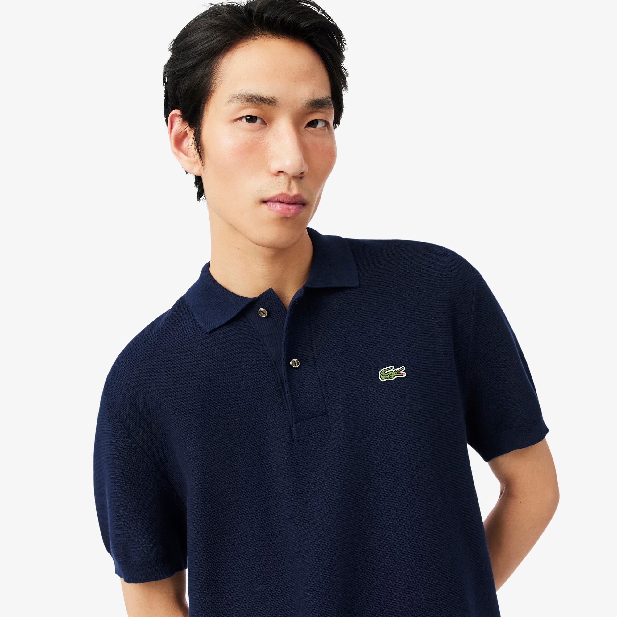Áo Polo Len Lacoste Nam Dáng Cổ Điển Dệt Kim
