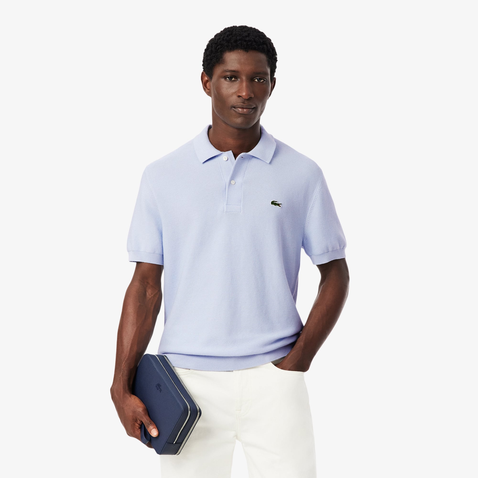 Áo Polo Len Lacoste Nam Dáng Cổ Điển Dệt Kim
