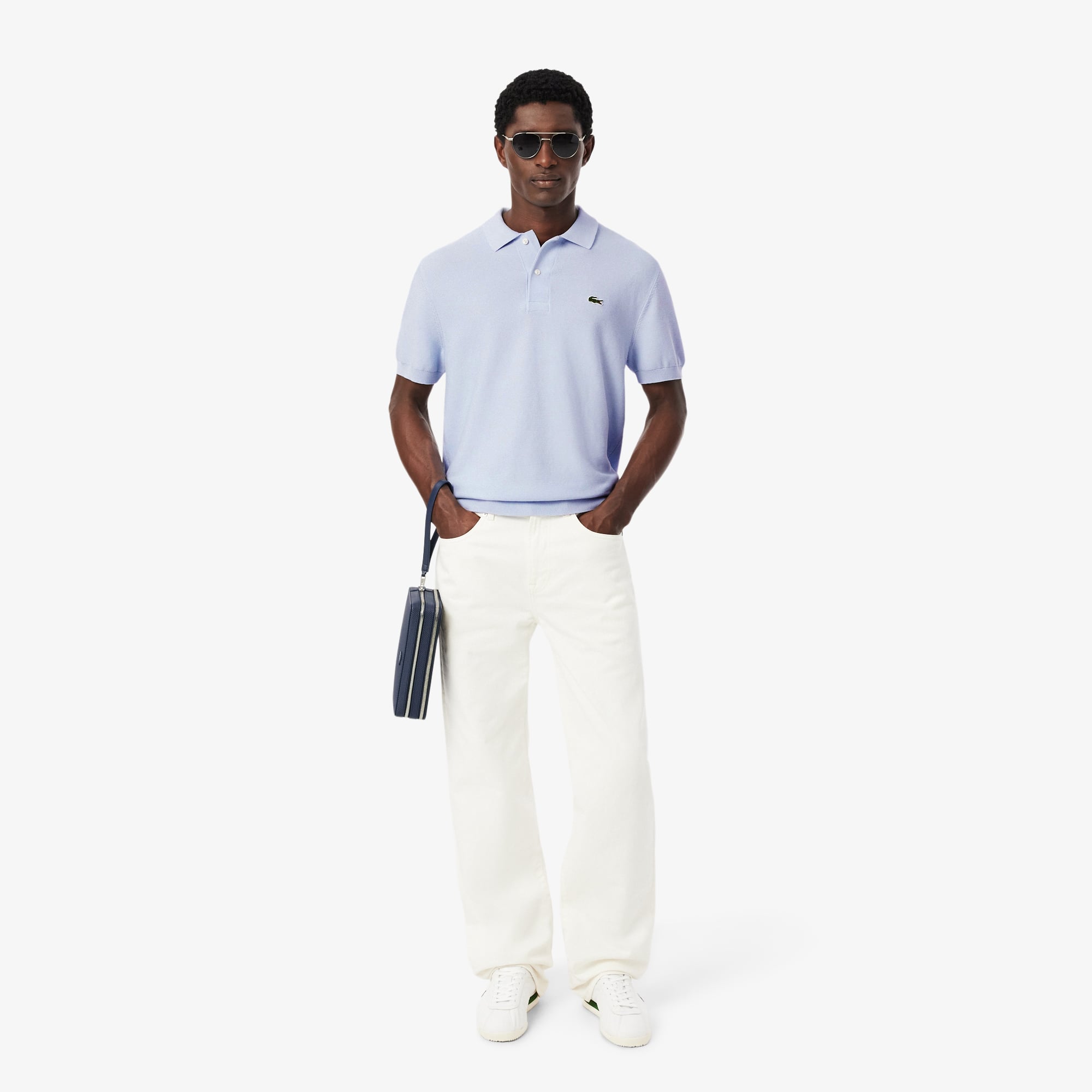 Áo Polo Len Lacoste Nam Dáng Cổ Điển Dệt Kim