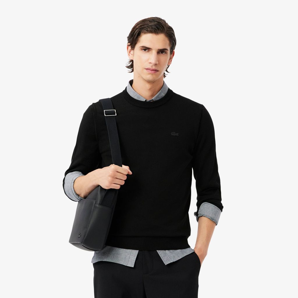 Áo Len Lacoste Nam Dáng Suông Cổ Tròn Chất Liệu Len Merino