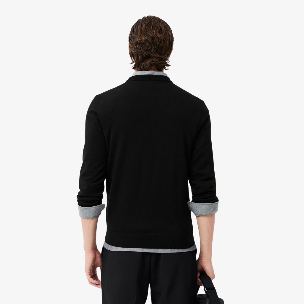 Áo Len Lacoste Nam Dáng Suông Cổ Tròn Chất Liệu Len Merino