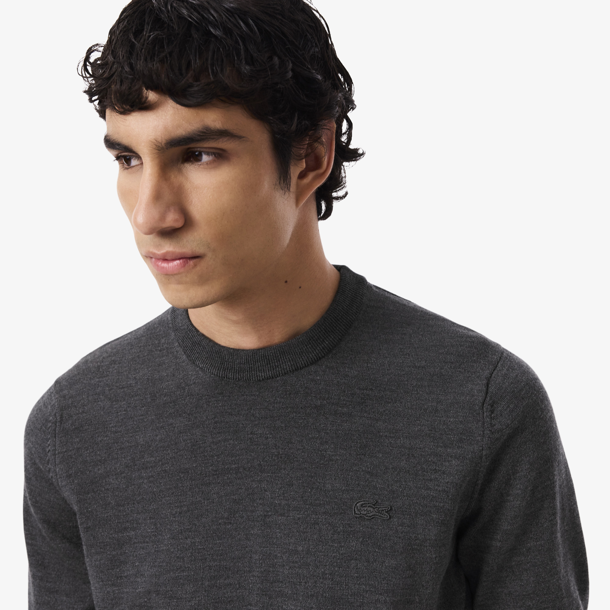 Áo Len Lacoste Nam Dáng Suông Cổ Tròn Chất Liệu Len Merino