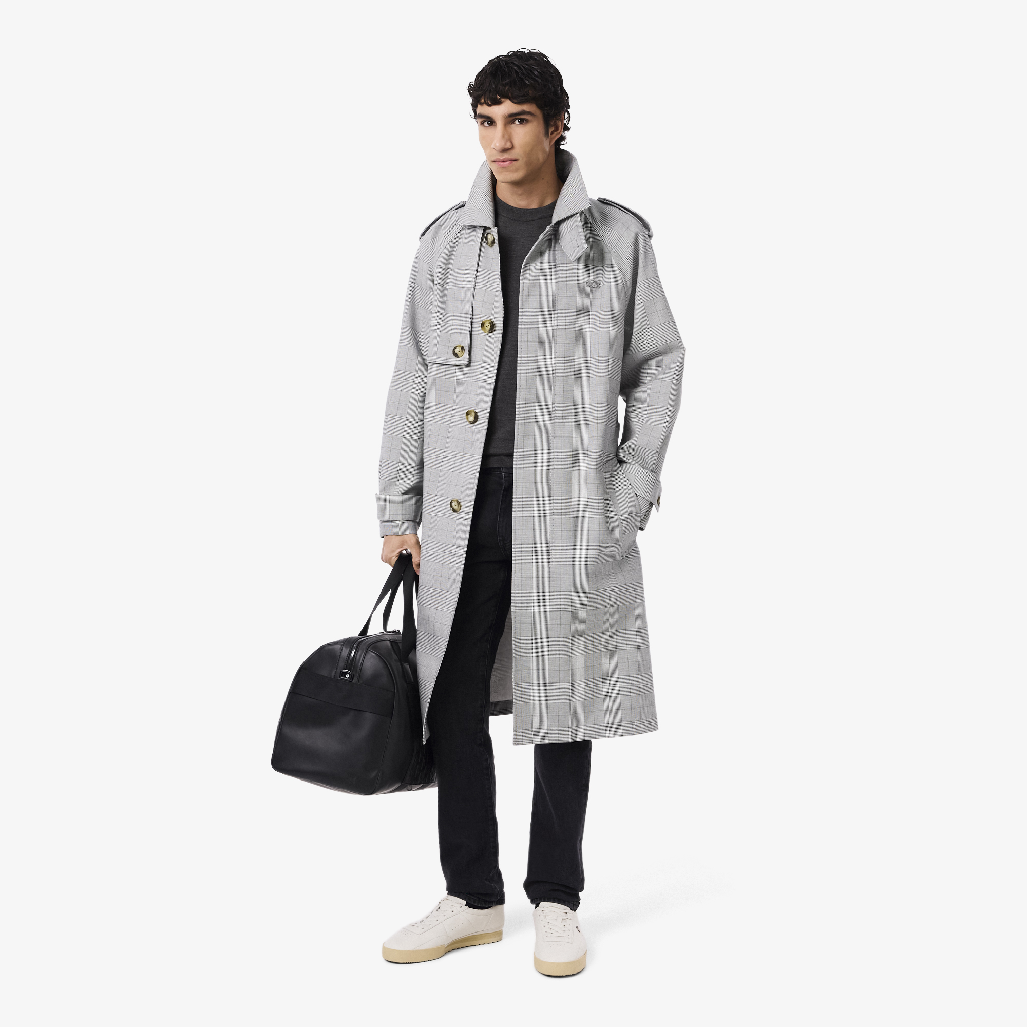 Áo Len Lacoste Nam Dáng Suông Cổ Tròn Chất Liệu Len Merino