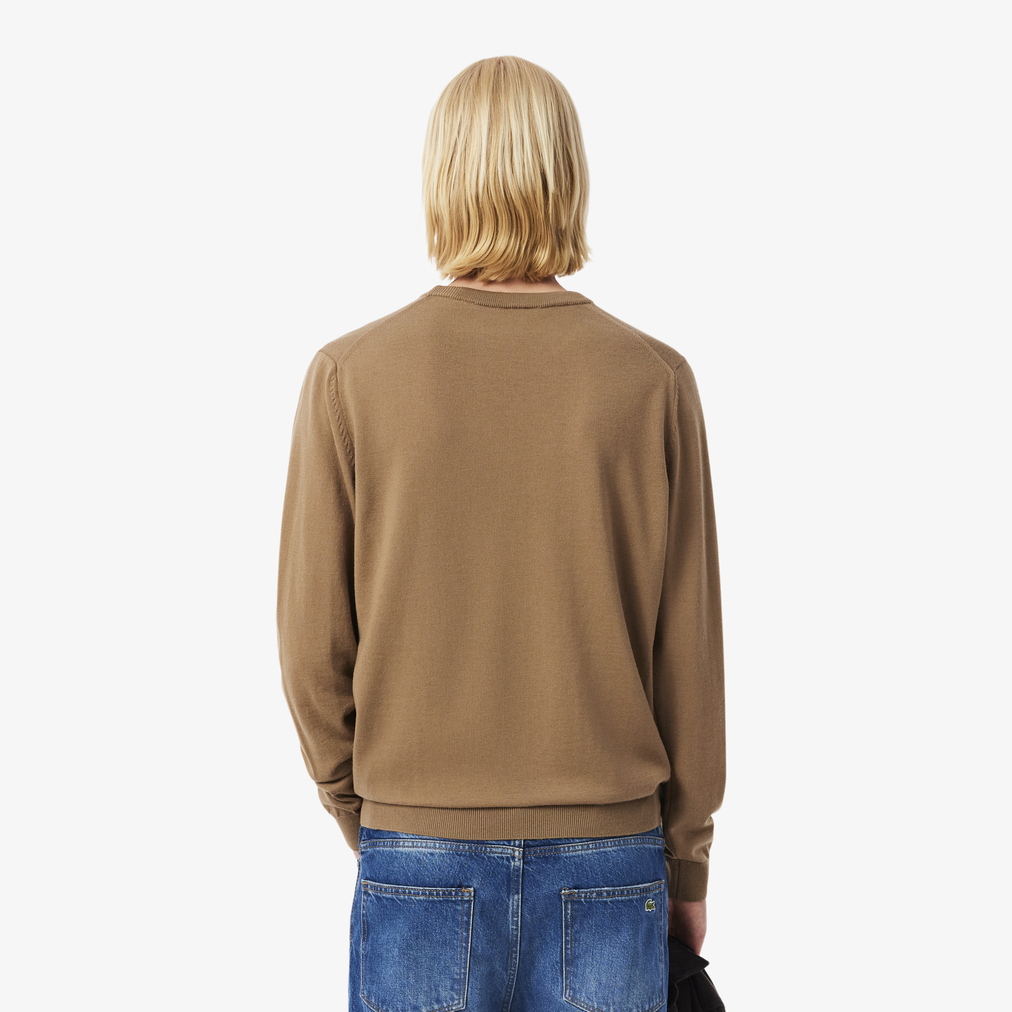 Áo Len Lacoste Nam Dáng Suông Cổ Tròn Chất Liệu Len Merino