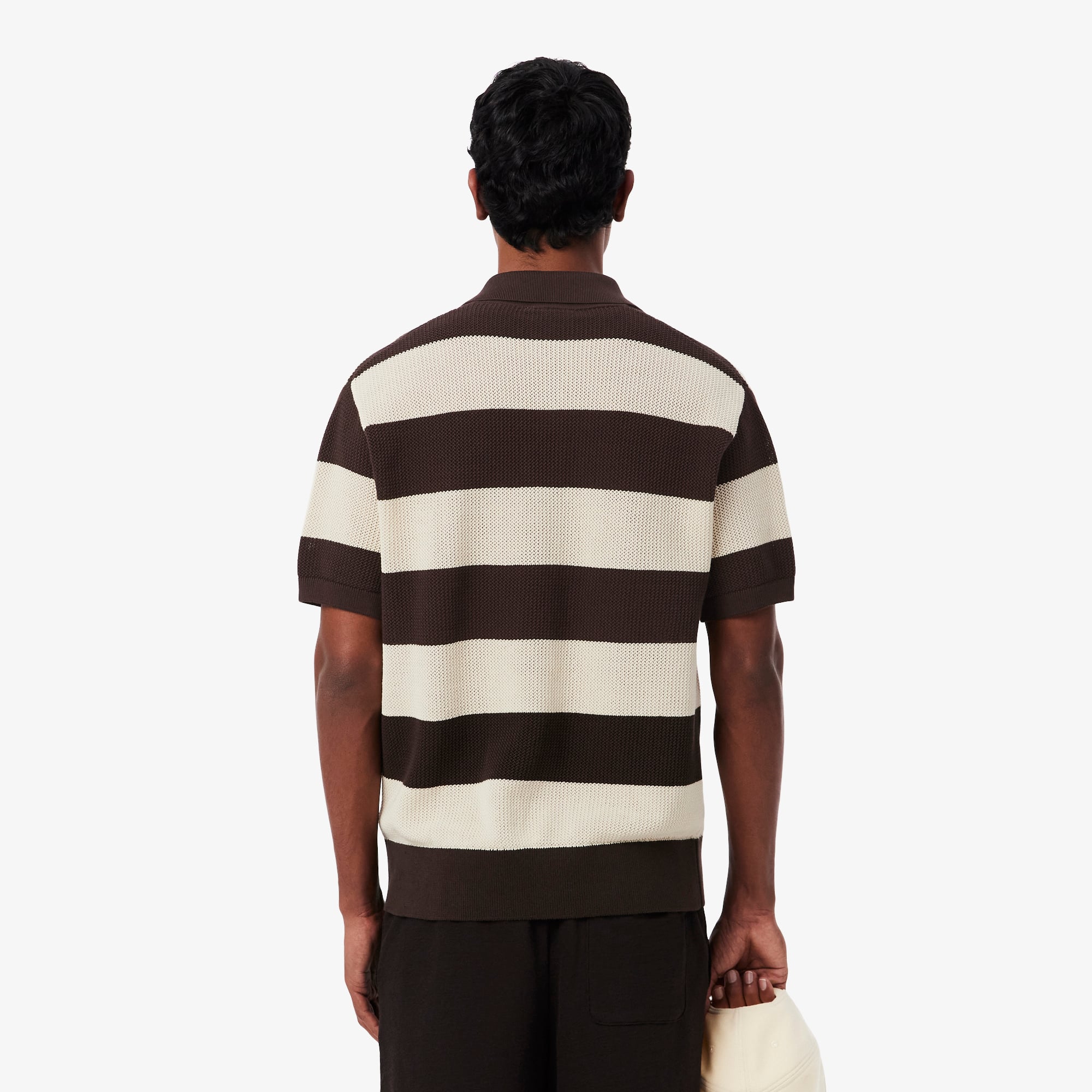 Áo Len Lacoste Nam Dáng Cổ Điển Kẻ Sọc Cổ Polo Tay Ngắn