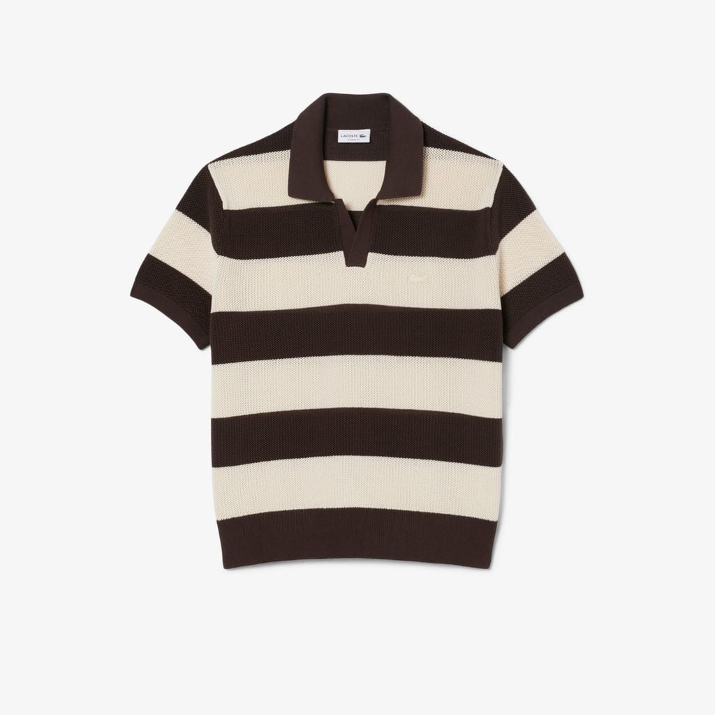 Áo Len Lacoste Nam Dáng Cổ Điển Kẻ Sọc Cổ Polo Tay Ngắn