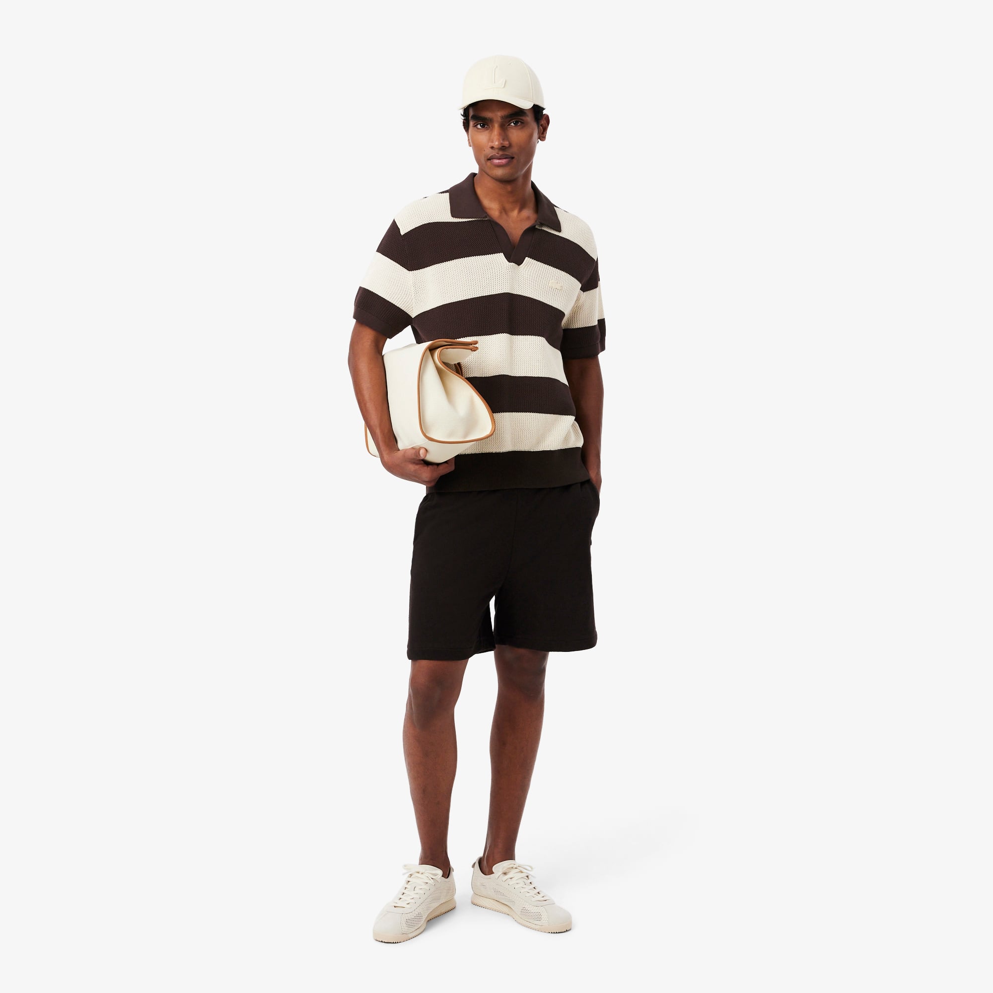 Áo Len Lacoste Nam Dáng Cổ Điển Kẻ Sọc Cổ Polo Tay Ngắn
