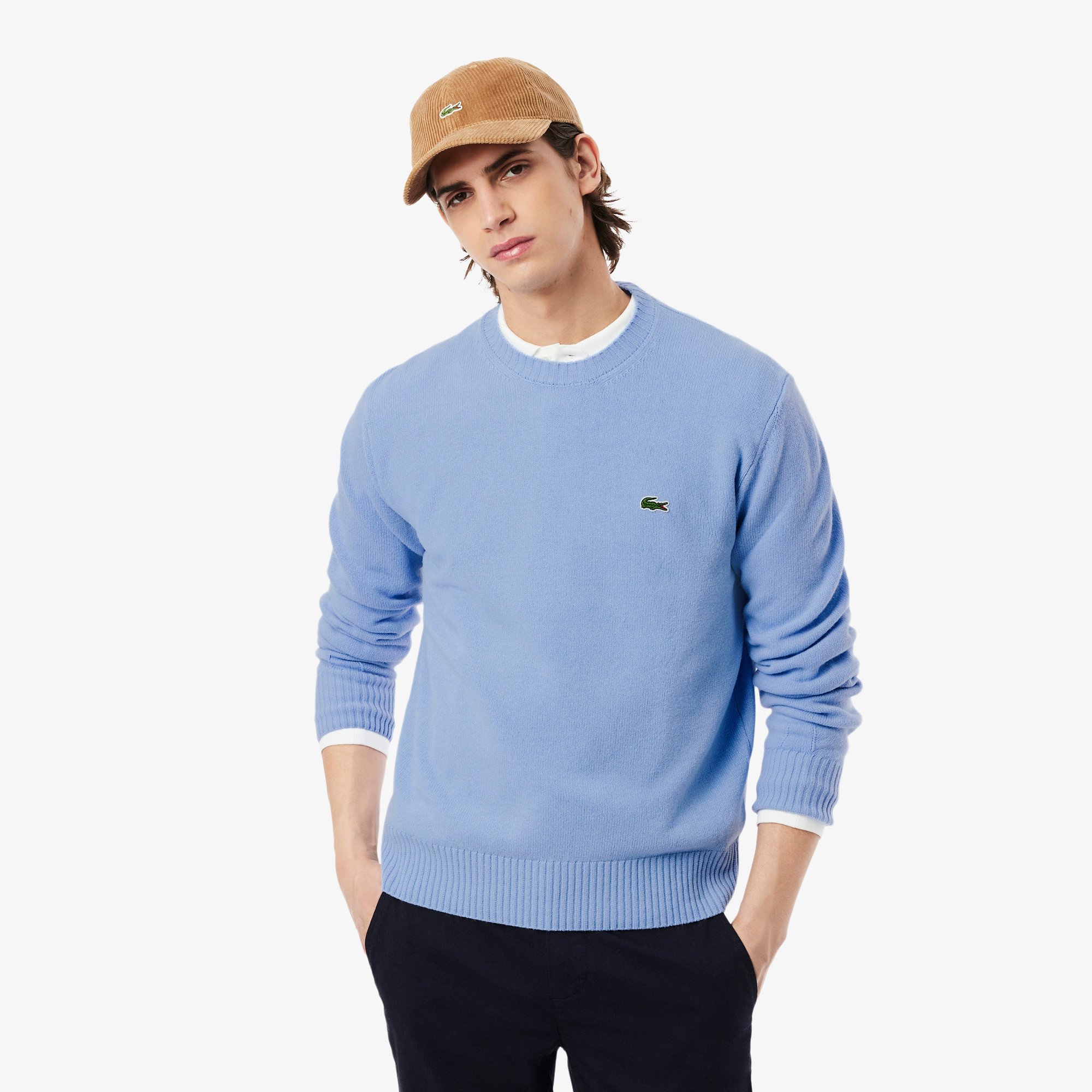 Áo Len Lacoste Nam Cổ Tròn Chất Liệu Len Chải