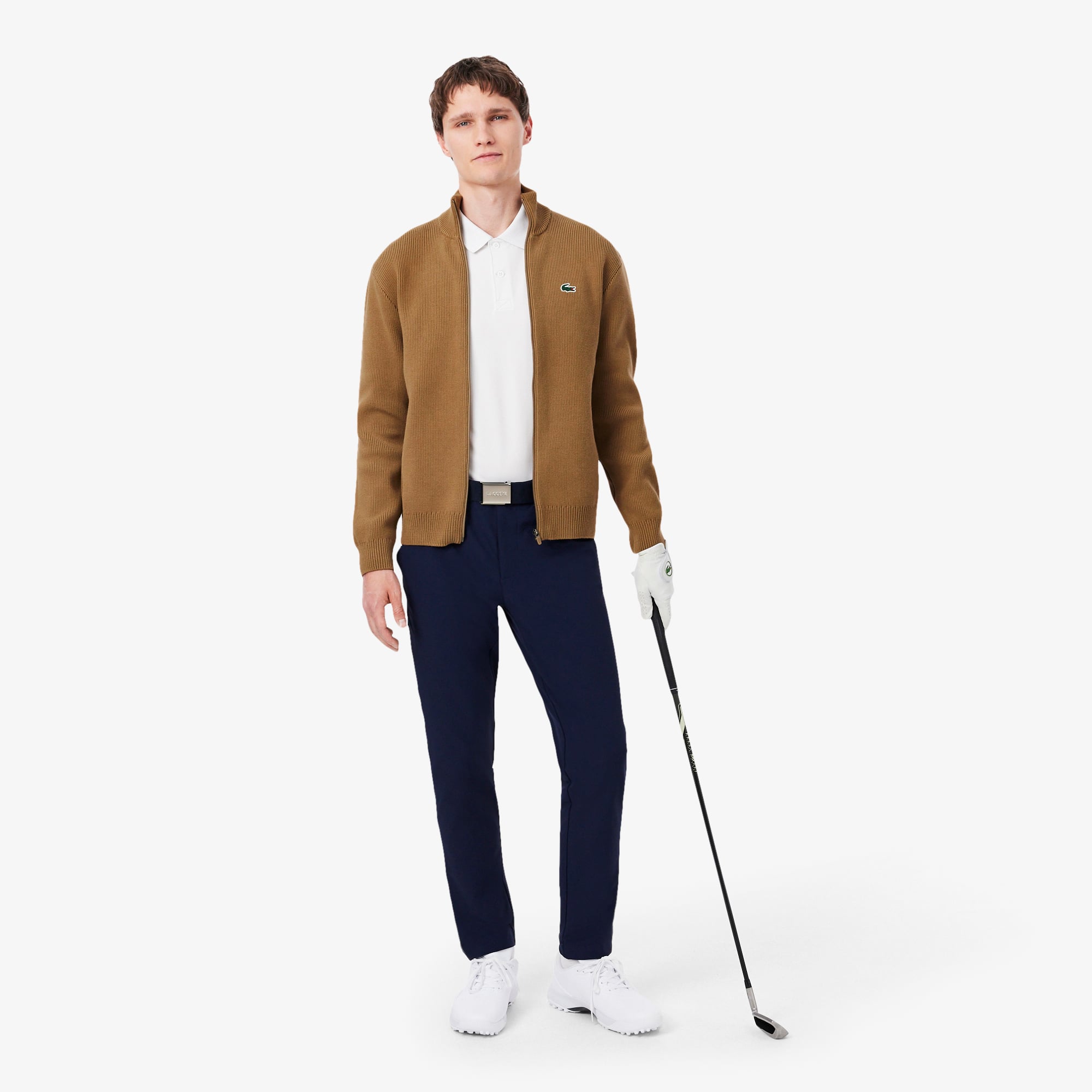 Áo Len Golf Lacoste Nam Dệt Gân Có Khóa Kéo