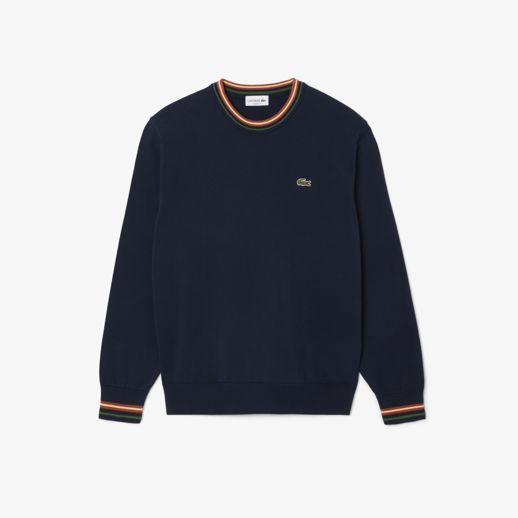 Áo Len Lacoste Nam Dáng Cổ Điển Sọc Chất Liệu Cotton Jersey