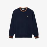Áo Len Lacoste Nam Dáng Cổ Điển Sọc Chất Liệu Cotton Jersey