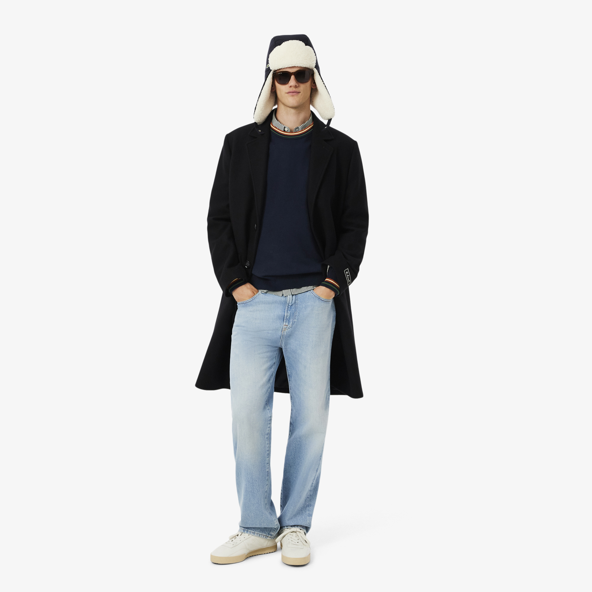 Áo Len Lacoste Nam Dáng Cổ Điển Sọc Chất Liệu Cotton Jersey