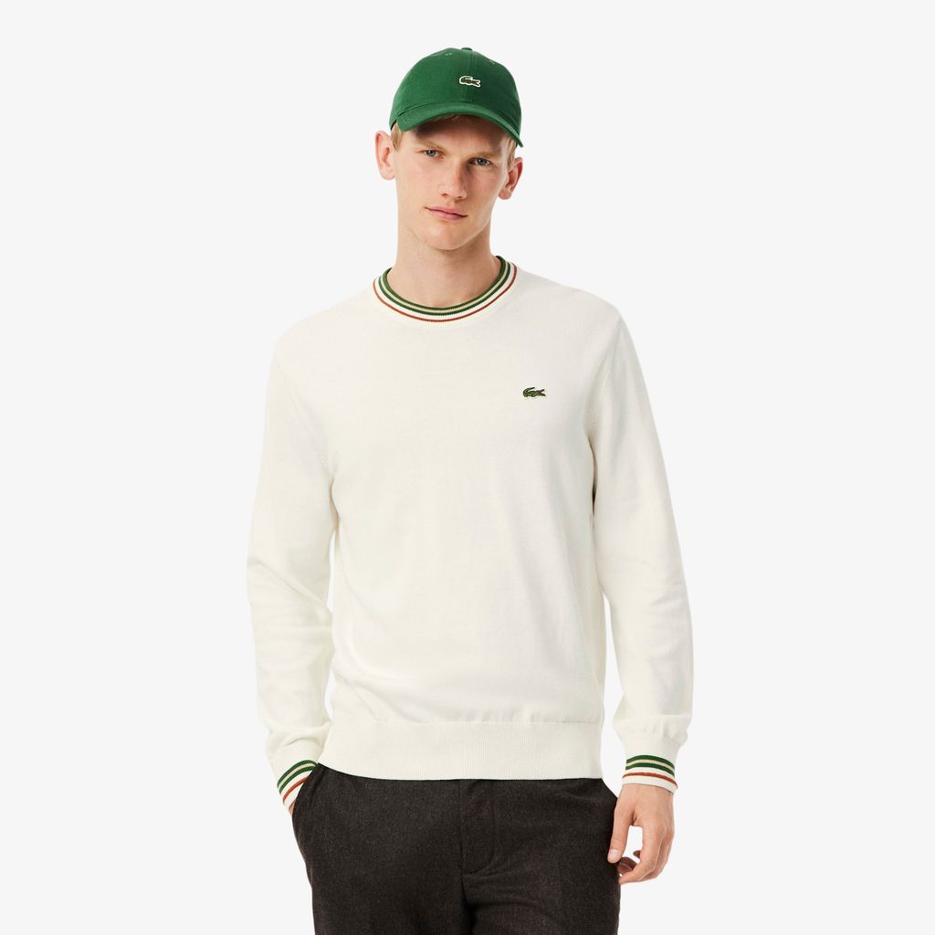 Áo Len Lacoste Nam Dáng Cổ Điển Sọc Chất Liệu Cotton Jersey