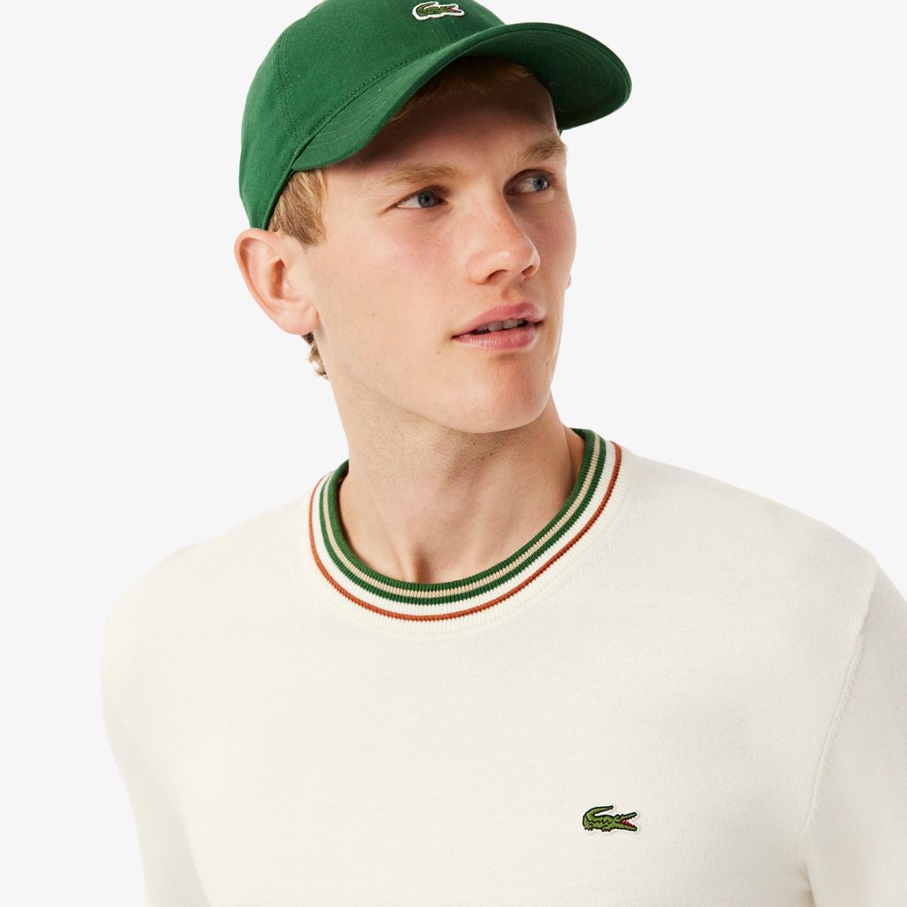 Áo Len Lacoste Nam Dáng Cổ Điển Sọc Chất Liệu Cotton Jersey