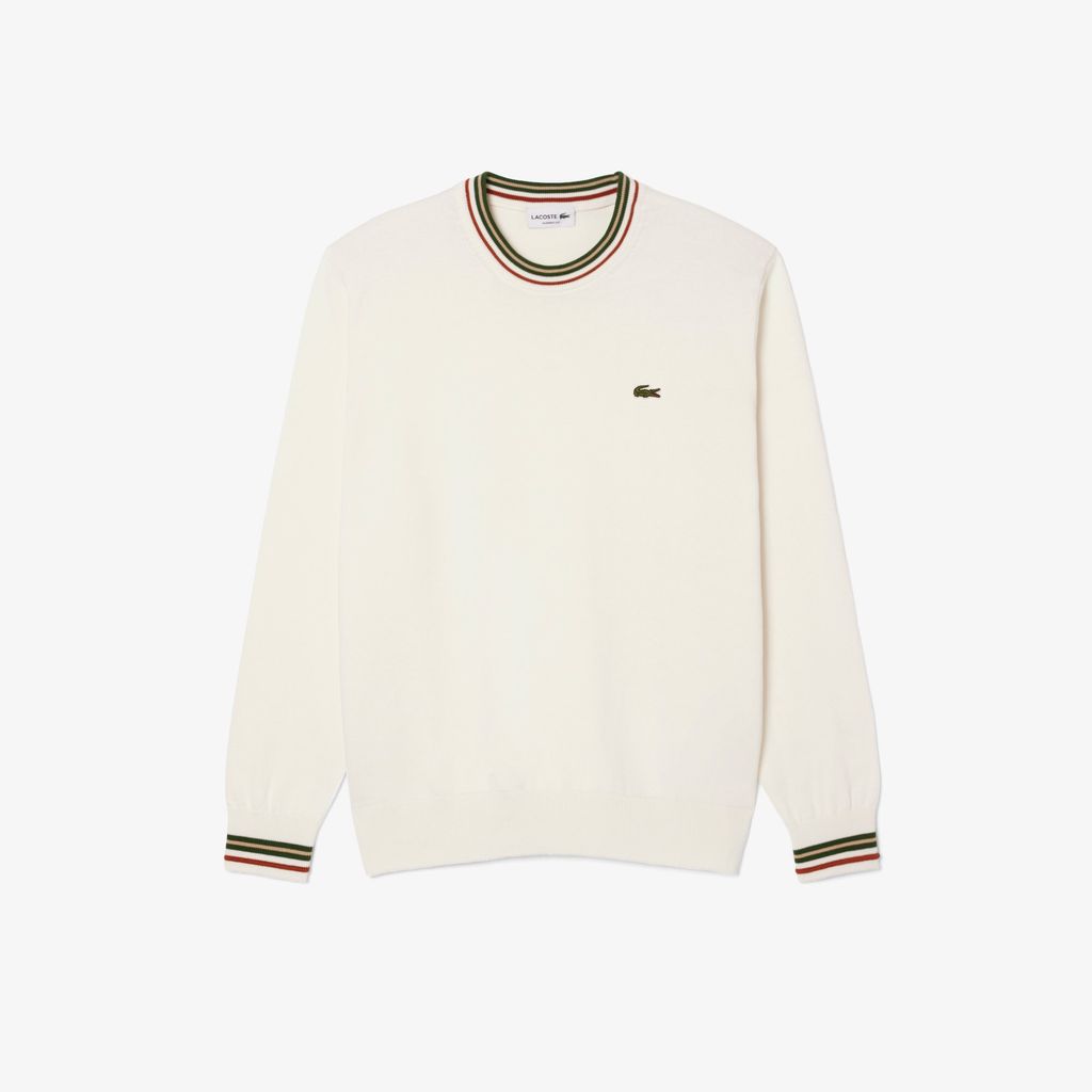 Áo Len Lacoste Nam Dáng Cổ Điển Sọc Chất Liệu Cotton Jersey